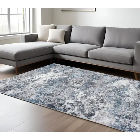 Blue and Gray Abstract Area Rug Photo 1