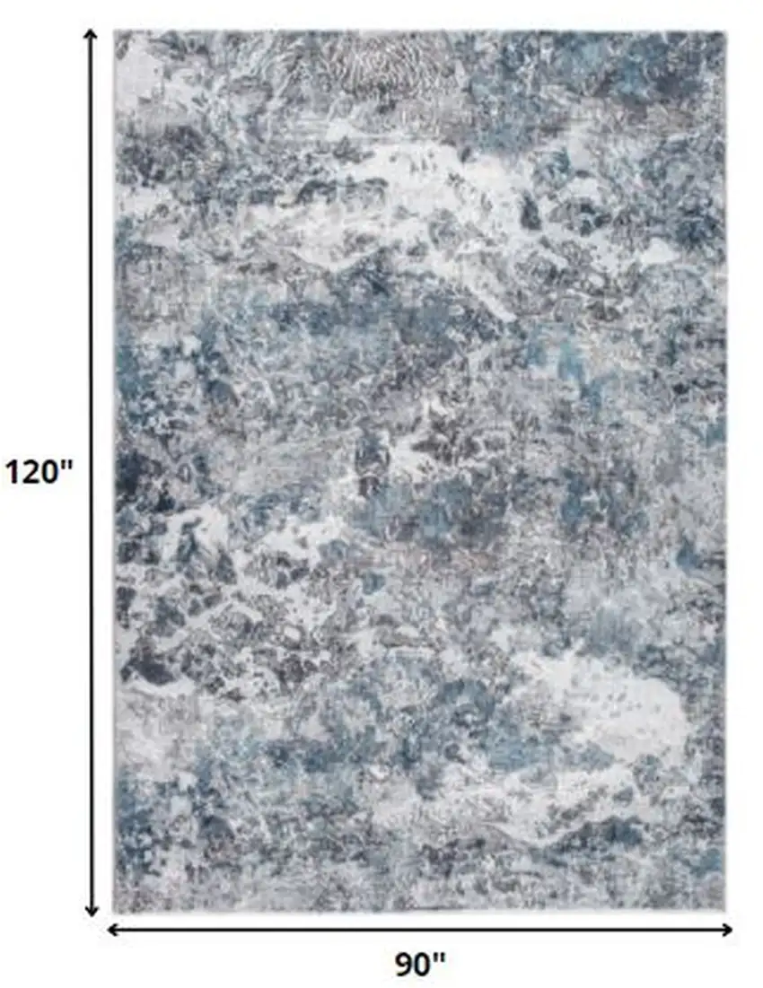 Blue and Gray Abstract Area Rug Photo 3