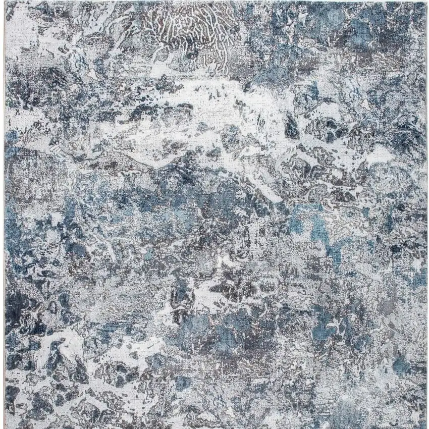 Blue and Gray Abstract Area Rug Photo 3