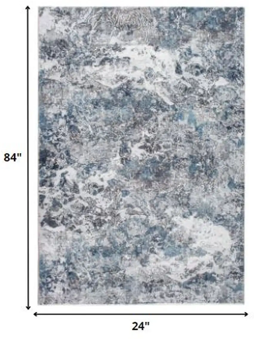 Gray Blue Abstract Galaxy Runner Rug Photo 5