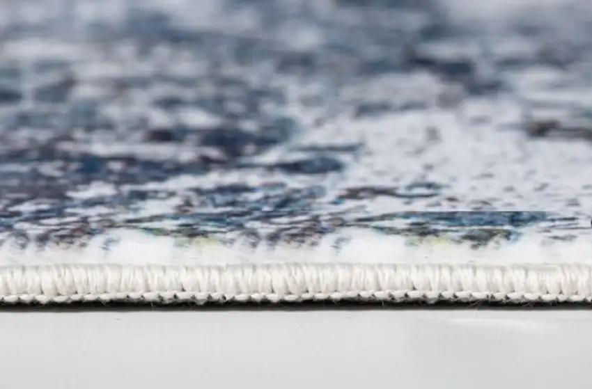 8' Blue And Gray Abstract Runner Rug Photo 7