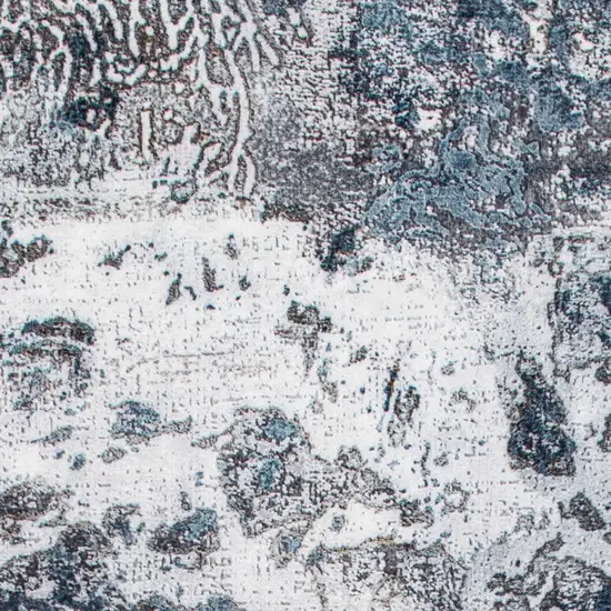 8' Blue And Gray Abstract Runner Rug Photo 8