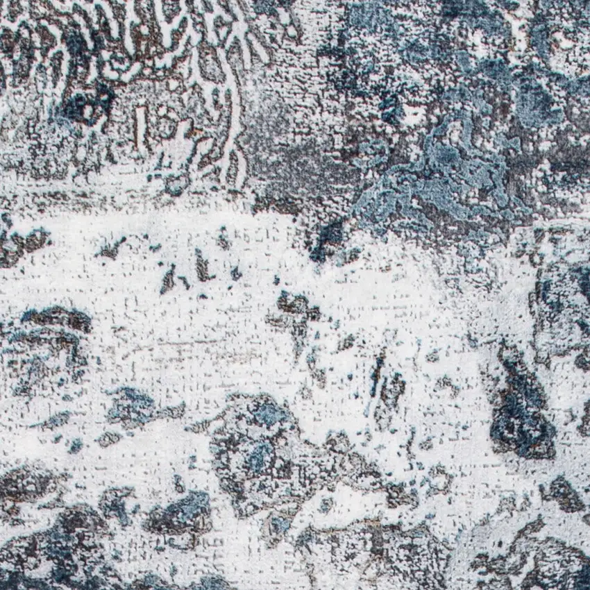 8' Blue And Gray Abstract Runner Rug Photo 8