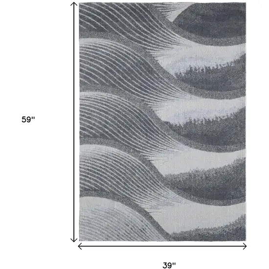 Blue and Gray Abstract Area Rug Photo 9
