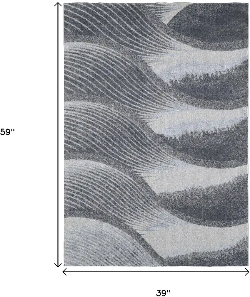 Blue and Gray Abstract Area Rug Photo 9