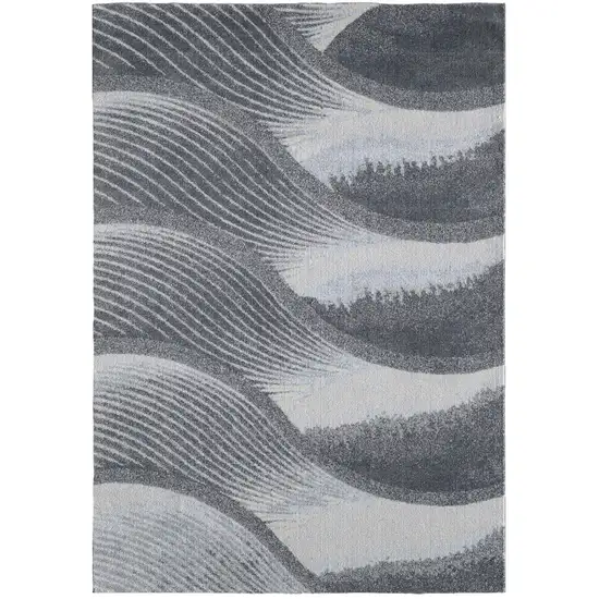 Blue and Gray Abstract Area Rug Photo 2