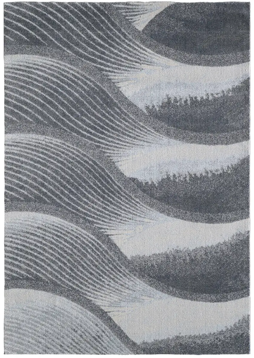 Blue and Gray Abstract Area Rug Photo 2
