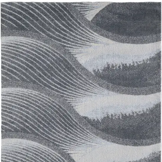 Blue and Gray Abstract Area Rug Photo 5