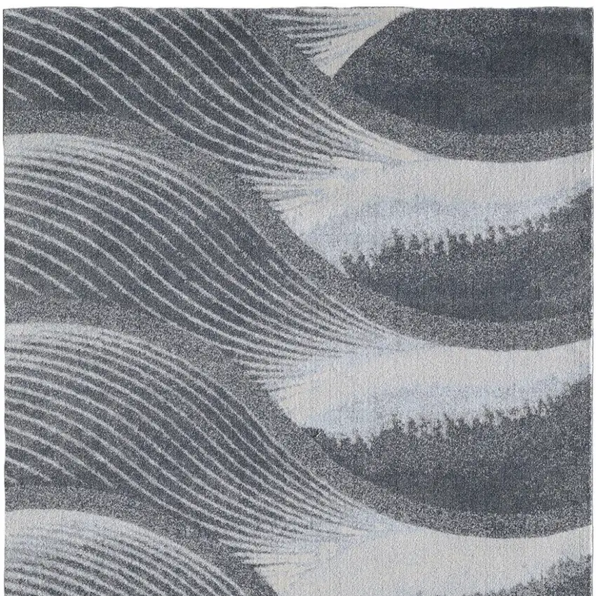 Blue and Gray Abstract Area Rug Photo 5