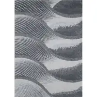 Photo of Gray Blue Abstract Waves Modern Area Rug