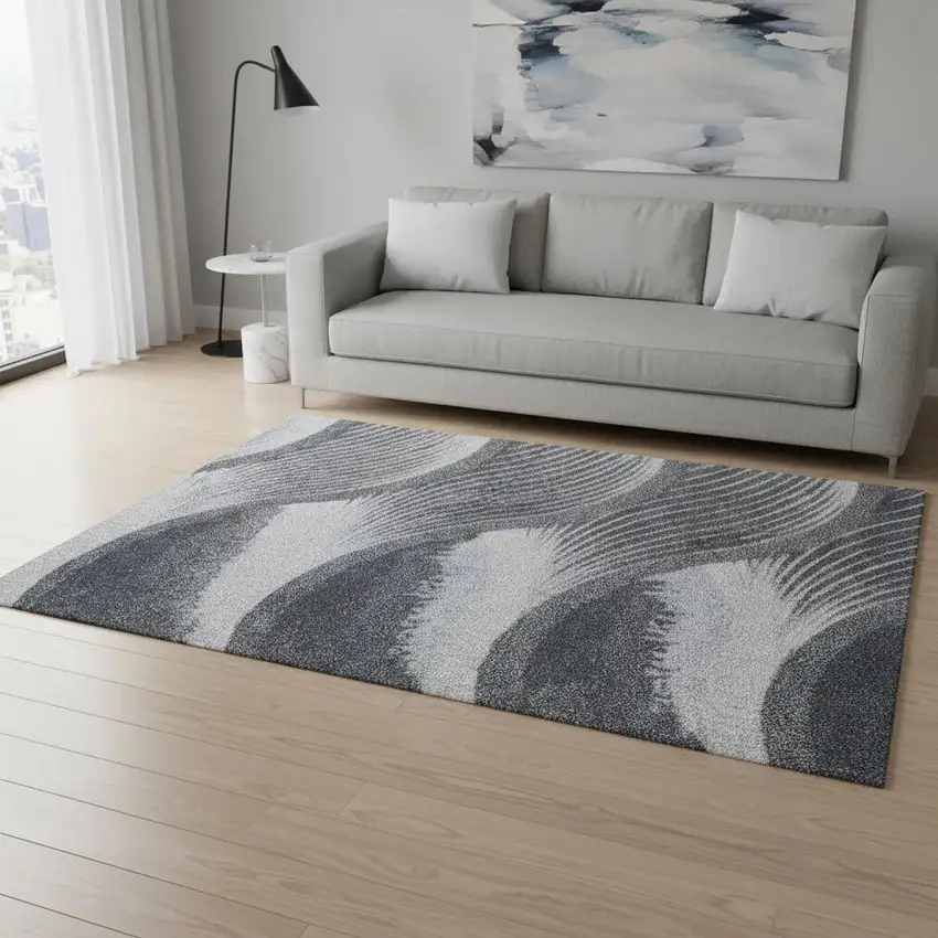 Blue and Gray Abstract Area Rug Photo 1