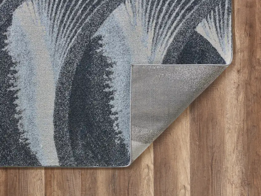 Gray Blue Abstract Waves Modern Area Rug Photo 7