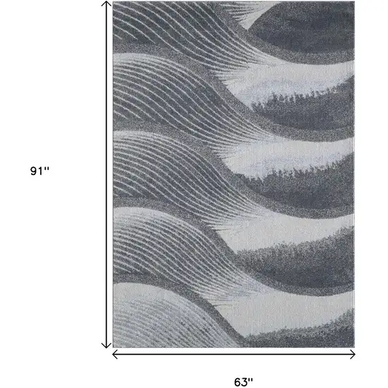 Blue and Gray Abstract Area Rug Photo 3