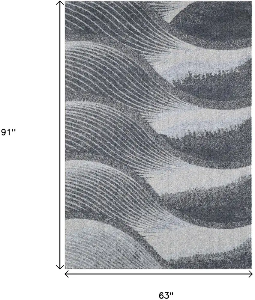 Blue and Gray Abstract Area Rug Photo 3