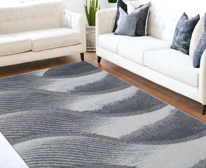 Blue And Gray Abstract Dhurrie Area Rug Photo 1