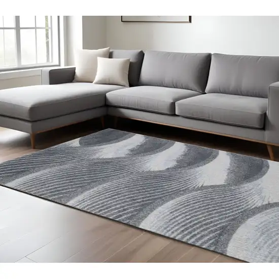 Blue and Gray Abstract Area Rug Photo 2