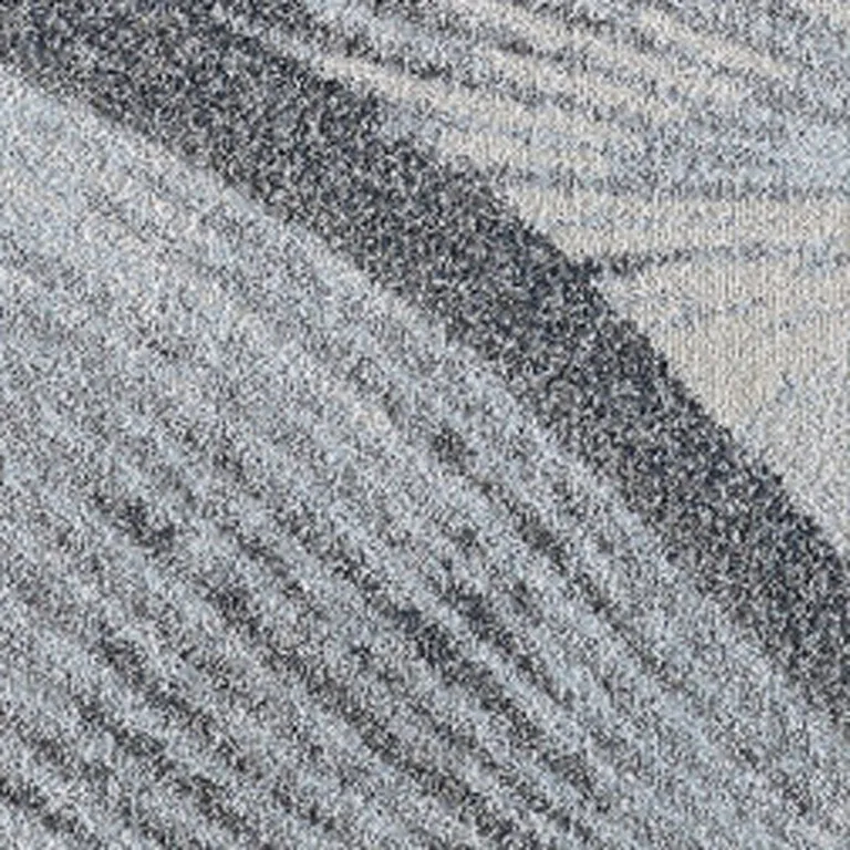 Gray Blue Abstract Waves Modern Area Rug Photo 3