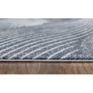 Photo of Gray Blue Abstract Waves Modern Area Rug