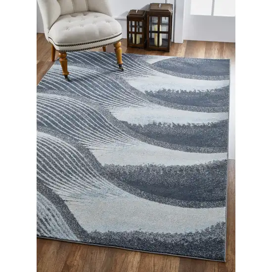 Blue and Gray Abstract Area Rug Photo 7