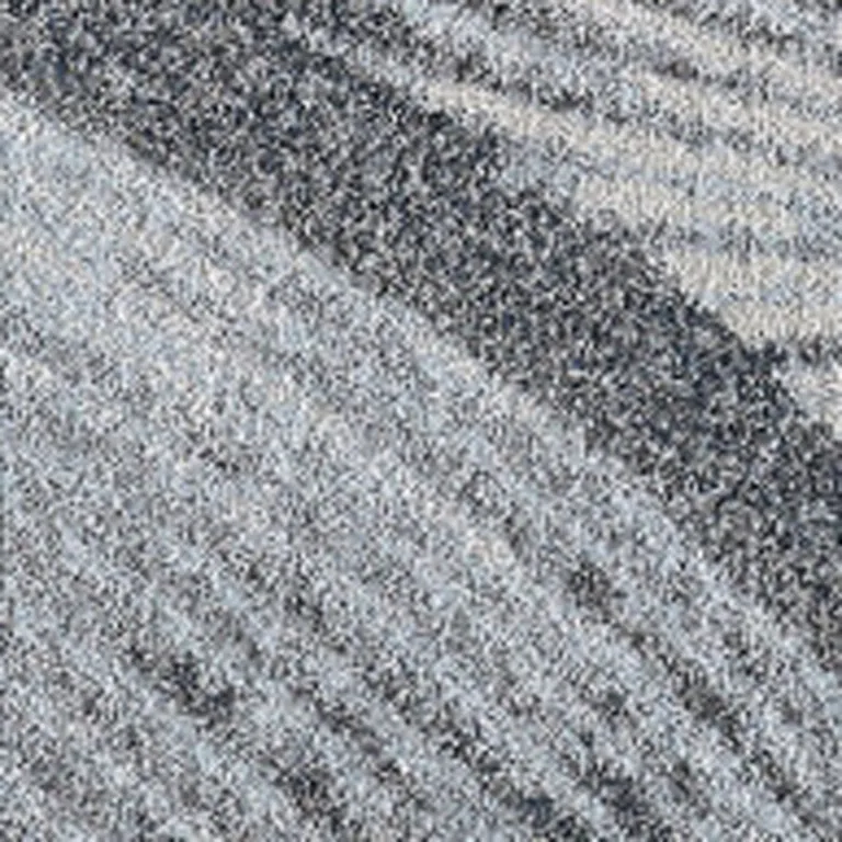 Gray Blue Abstract Waves Modern Area Rug Photo 2