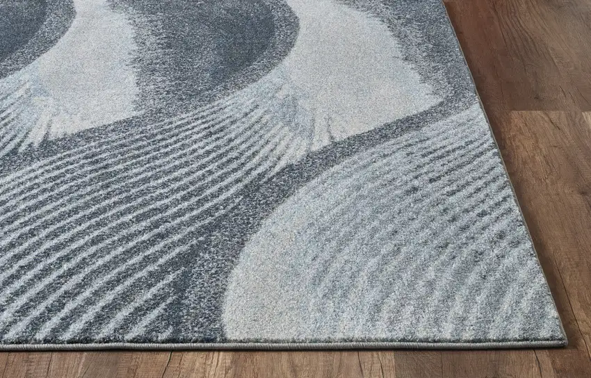 Blue and Gray Abstract Area Rug Photo 5