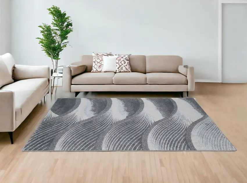 Blue And Gray Abstract Dhurrie Area Rug Photo 1