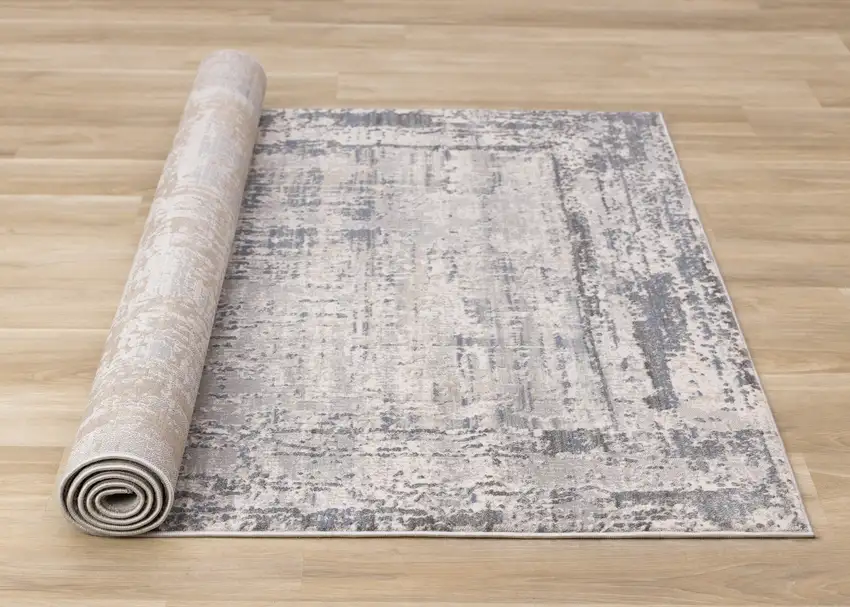 Gray Blue And Beige Abstract Area Rug Photo 9