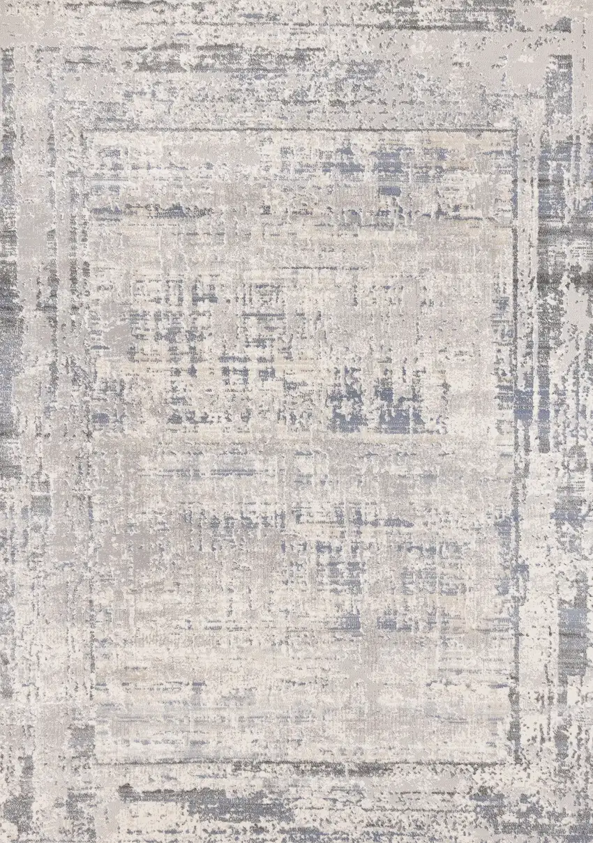 Gray Blue And Beige Abstract Area Rug Photo 2