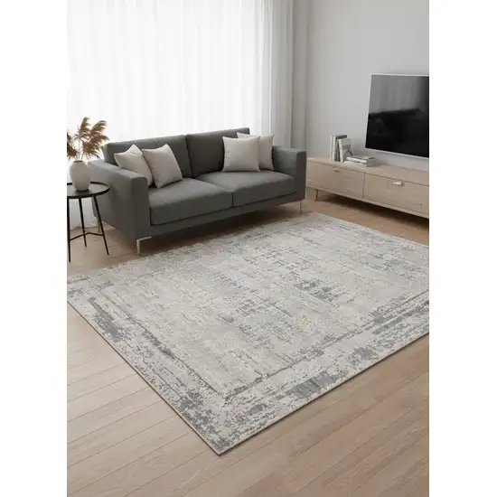 Gray Blue And Beige Abstract Area Rug Photo 1