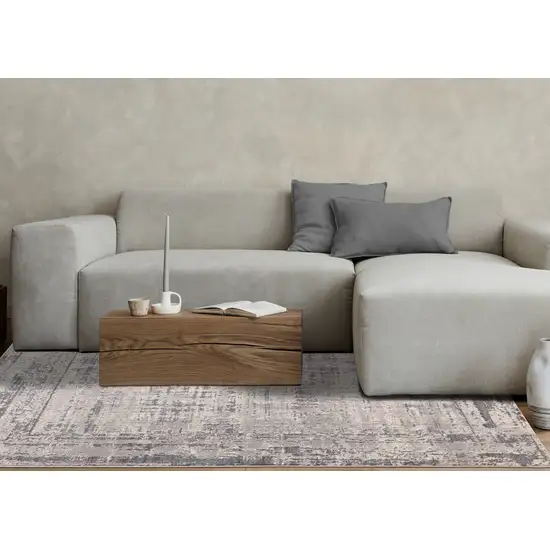 Gray Blue And Beige Abstract Area Rug Photo 5