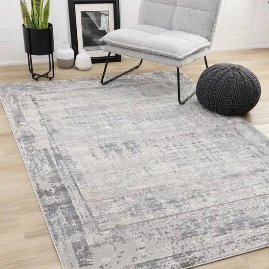 Gray Blue And Beige Abstract Area Rug Photo 4