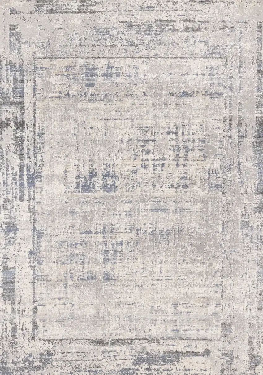 Gray Blue And Beige Abstract Area Rug Photo 5