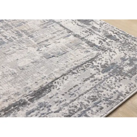 Gray Blue And Beige Abstract Area Rug Photo 8
