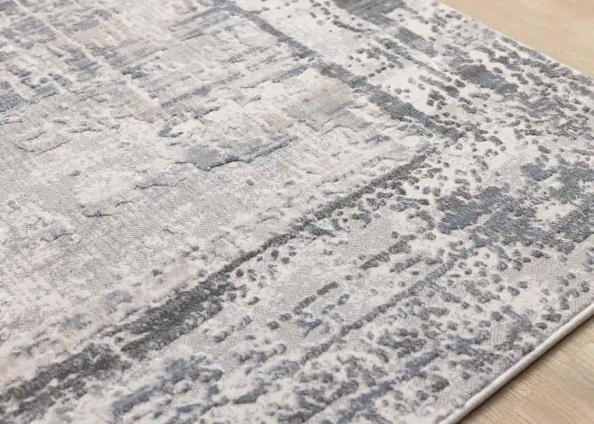 Gray Blue And Beige Abstract Area Rug Photo 8