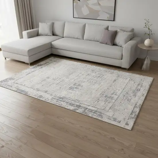 Gray Blue And Beige Abstract Area Rug Photo 1
