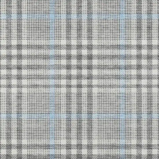 Gray Blue And Beige Plaid Washable Indoor Outdoor Area Rug Photo 5
