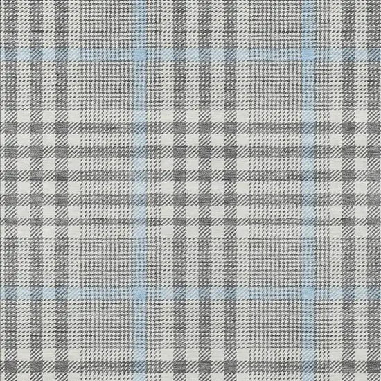 Gray Blue And Beige Plaid Washable Indoor Outdoor Area Rug Photo 5