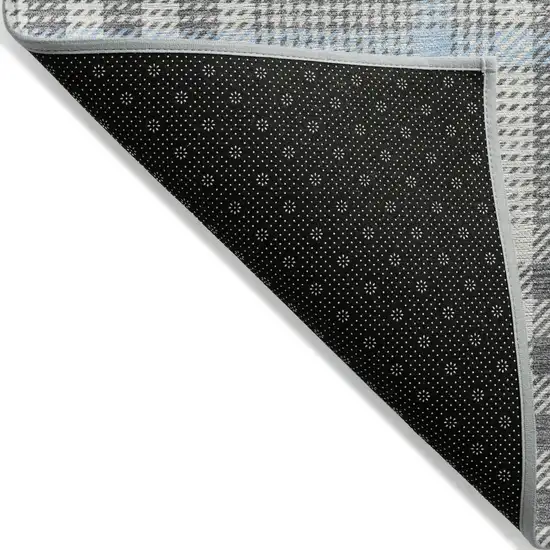 Gray Blue And Beige Plaid Washable Indoor Outdoor Area Rug Photo 3