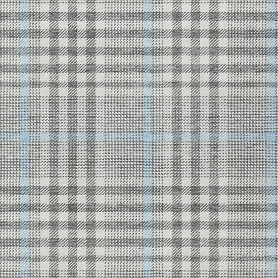 Gray Blue And Beige Plaid Washable Indoor Outdoor Area Rug Photo 5