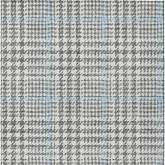 Gray Blue And Beige Plaid Washable Indoor Outdoor Area Rug Photo 6