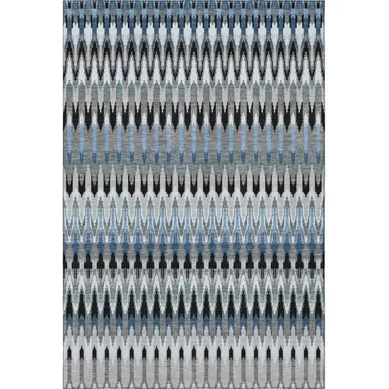 Gray Blue And Black Southwestern Washable Area Rug With UV Protection Photo 4