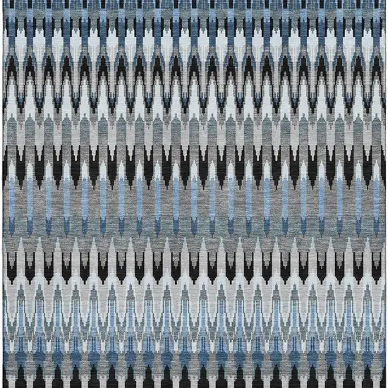 Gray Blue And Black Southwestern Washable Area Rug With UV Protection Photo 4