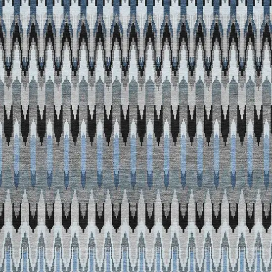 Gray Blue And Black Southwestern Washable Area Rug With UV Protection Photo 3