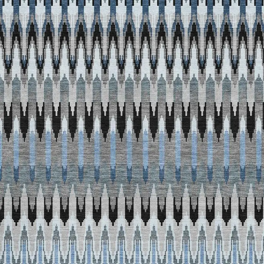 Gray Blue And Black Southwestern Washable Area Rug With UV Protection Photo 3