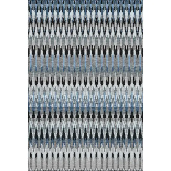 Gray Blue And Black Southwestern Washable Area Rug With UV Protection Photo 1