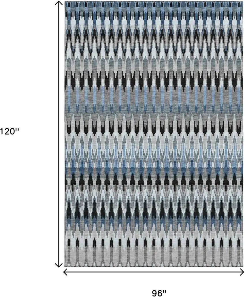 Gray Blue And Black Southwestern Washable Area Rug With UV Protection Photo 3