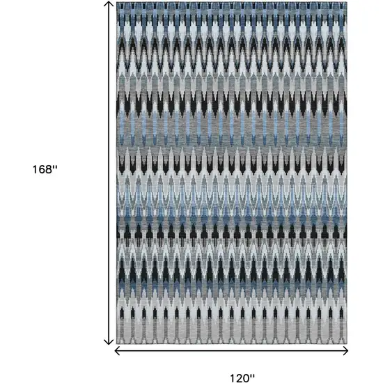 Gray Blue And Black Southwestern Washable Area Rug With UV Protection Photo 3