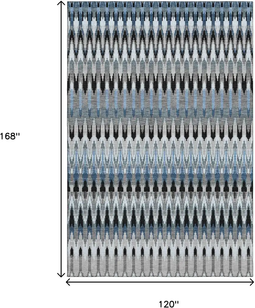 Gray Blue And Black Southwestern Washable Area Rug With UV Protection Photo 3