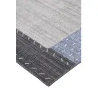 Photo of Gray Blue And Black Wool Hand Knotted Stain Resistant Area Rug