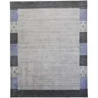 Photo of Gray Blue And Black Wool Hand Knotted Stain Resistant Area Rug